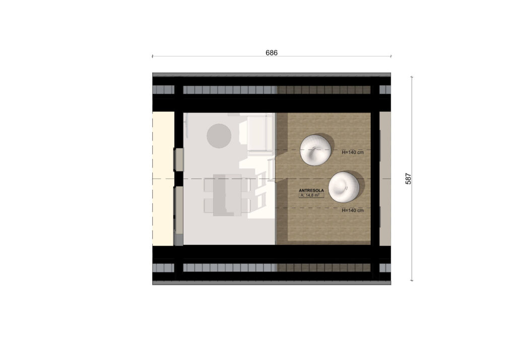 antresola rzut Stodoła 35m2