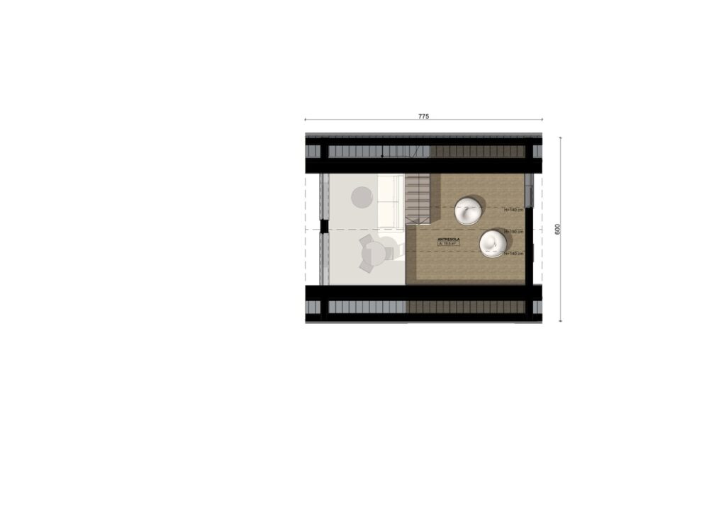 Antresola rzut stodoła 40m2