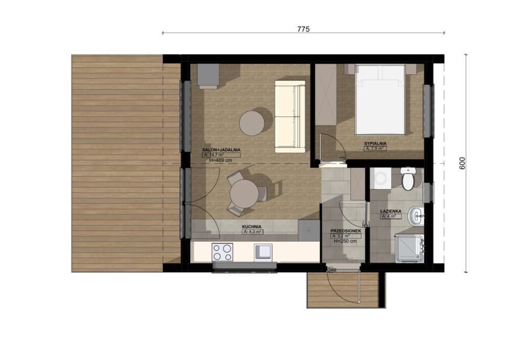 Rzut 40m2 stodoła parterowa